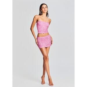 Retrofete Lexie Sequin Skirt Bubblegum Pink Mini Beaded XXS NWT Barbiecore Girly
